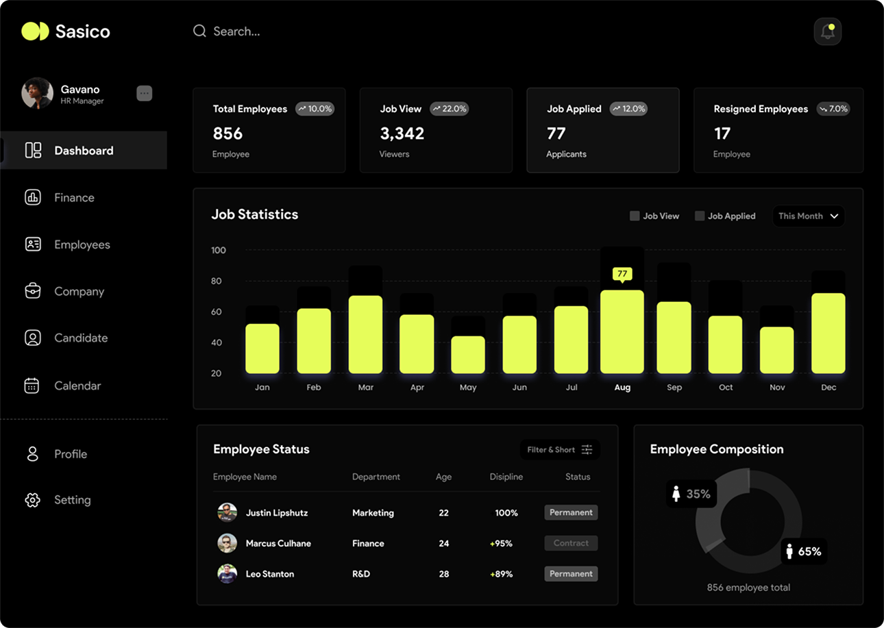 Fintech dashboard dark mode interface preview